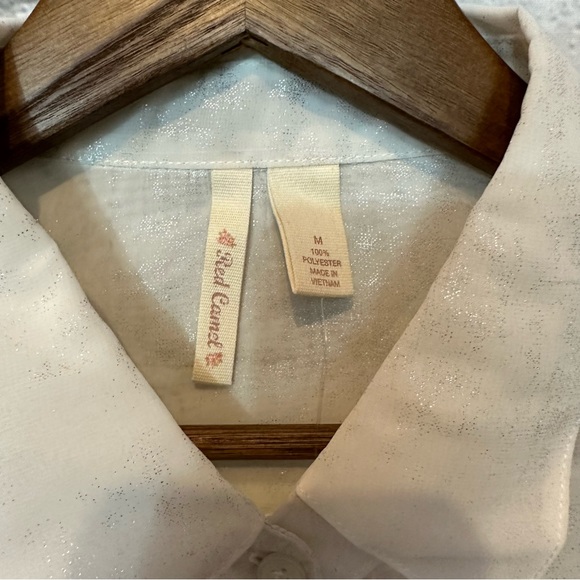 Red Camel white sheer sparkly button up - Picture 3 of 4